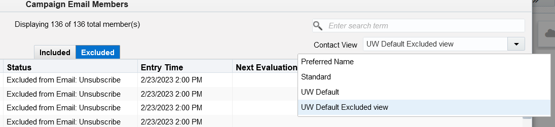 Screenshot of Campaign email members