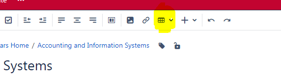 Screenshot showing the insert table button