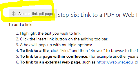 What an anchor link looks like to an editor. This isn't visible on the page when outside of editing mode.