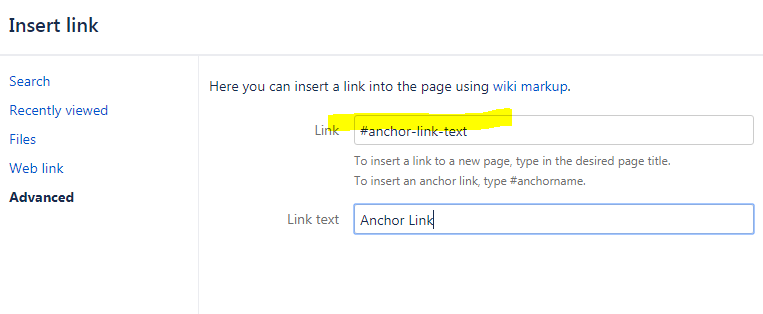 What it looks like when linking to an anchor link